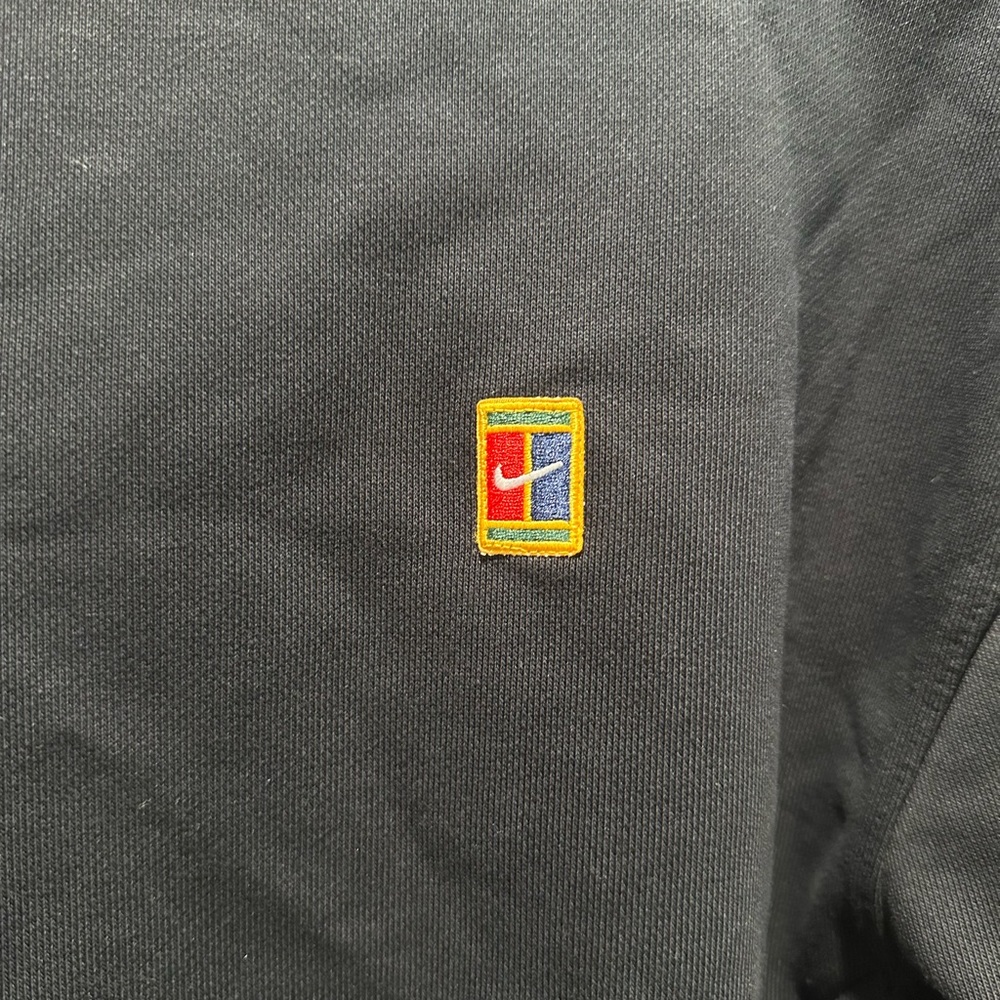 Nike Court Women's Sz M Heritage Hoodie Tennis Black Oversize Crop Dri Fit